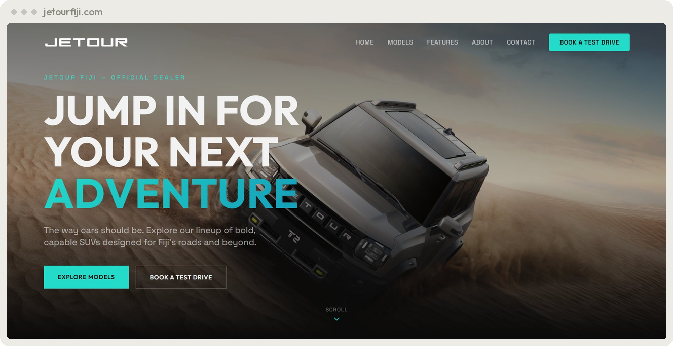 Jetour Motors Fiji car dealership website built by SpiderWebs Solomon Islands