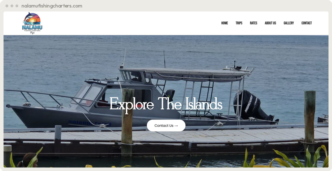 Nalamu Boat Charters Fiji fishing and island charter booking website built by SpiderWebs Solomon Islands